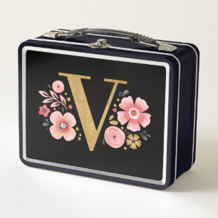 Elegante floral negra rosada