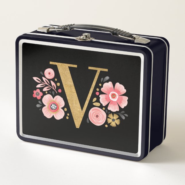 Elegante floral negra rosada (Anverso)