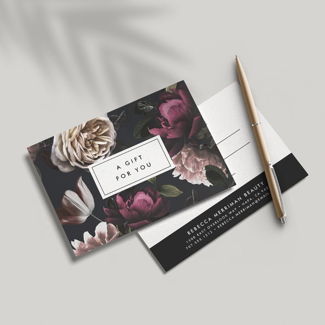 Elegante Floral oscura sobre negro | Certificado d (Subido por el creador)