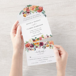 Elegante floral otoñal todo en una invitación de m