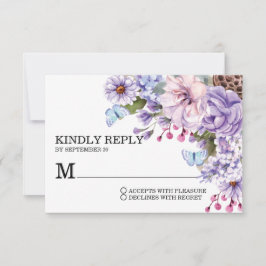 Elegante Floral Purple Watercolor Wedding RSVP