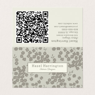 Elegante floral QR Código tarjetas de visita plega