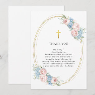 Elegante floral religioso funeral gracias tarjeta