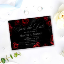 Elegante Floral Rojo Negro Guardar La Invitación D