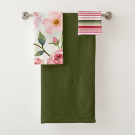 Elegante floral rosa de tres piezas