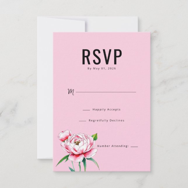 Elegante Floral Rosa RSVP (Anverso)
