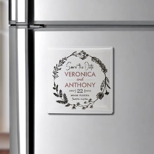 Elegante Floral Salvar El Imán De La Fecha