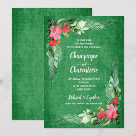 Elegante floral sobre Navidades verdes invita