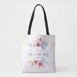 Elegante floral Sr. y Sra. Boda| Bolsa Tote