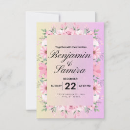 Elegante floral suave rosa pastel Invitación a la