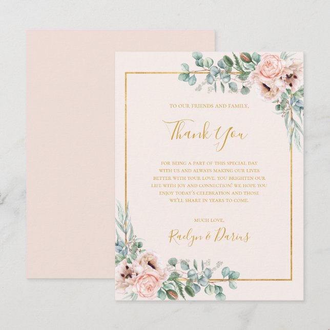 Elegante Floral | Tarjeta de Agradecimiento de Rec (Anverso / Reverso)