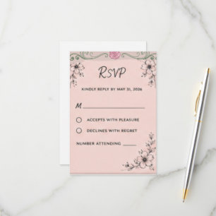 Elegante Floral Tarjeta de RSVP para Graduación de