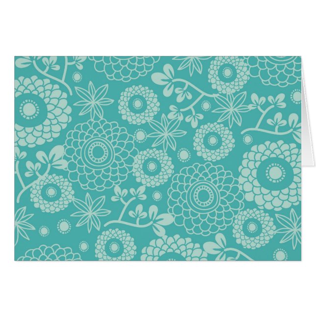 Elegante floral Verde azulada (Anverso (Horizontal))