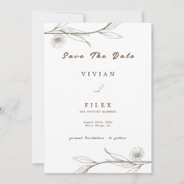 Elegante Floral Verde Claro Guardar La Tarjeta De 