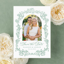 Elegante Floral Victoriano de Boda Save the Date