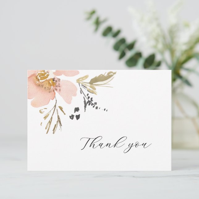 Elegante Floral Watercolor Script Tarjeta de agrad (Anverso de pie)