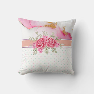 Elegante Floral y Mármol Dorado con una Almohada B