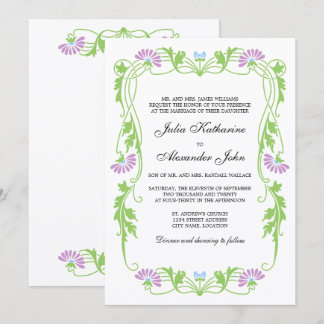 Elegante Florals de hojas y la invitación a la bod