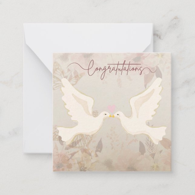 Elegante Flores Felicitaciones Tarjeta Boda (Anverso)