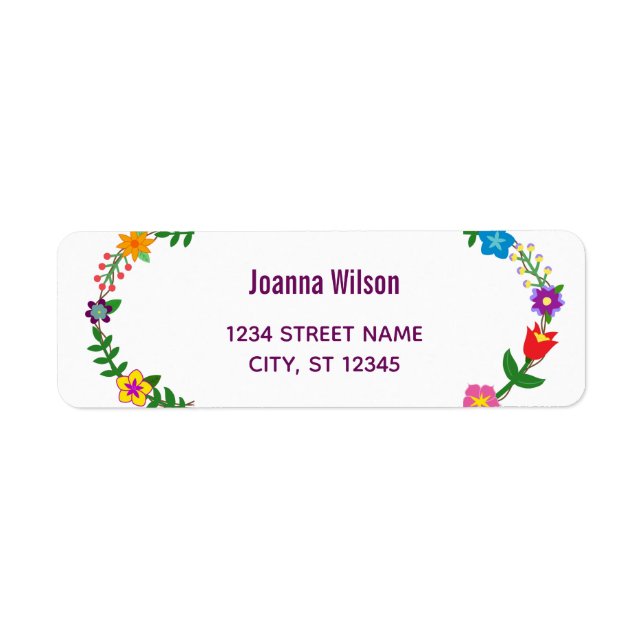 Elegante Flores Florales Etiqueta De Dirección De  (Frente)