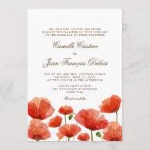 Elegante Flores Rojas Invitación a la Boda