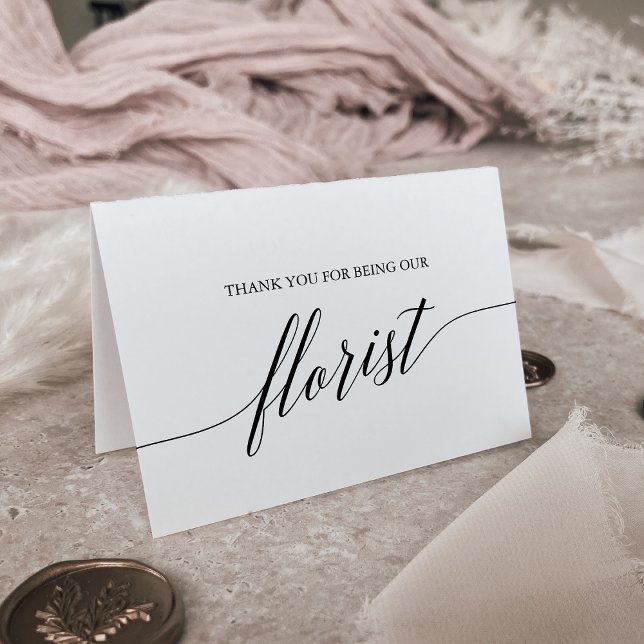 Elegante florista de caligrafía negra tarjeta de a (Subido por el creador)