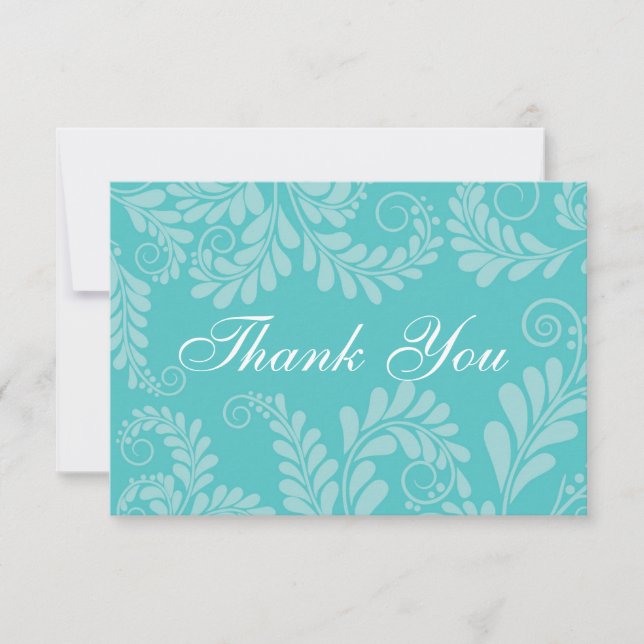 Elegante Flourish Turquoise Boda Gracias Tarjeta (Anverso)