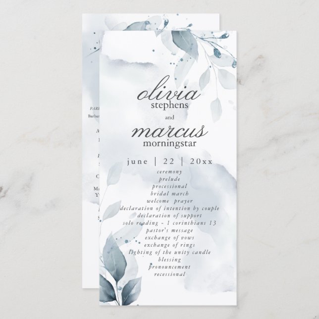 Elegante Foliage azul turbio (Anverso / Reverso)