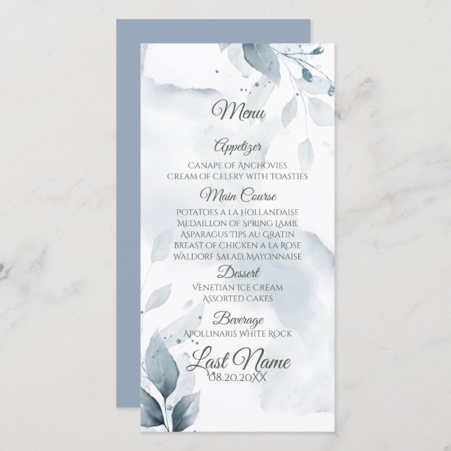 Elegante Foliage azul turbio (Anverso / Reverso)