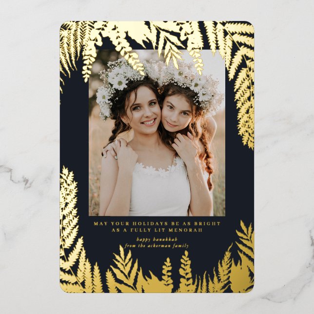 Elegante Foliage | Tarjeta de Collage de fotos Han (Anverso)