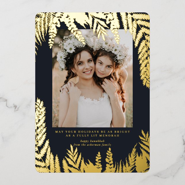 Elegante Foliage | Tarjeta de Collage de fotos Han (Anverso)