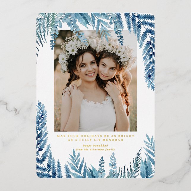 Elegante Foliage | Tarjeta de Collage de fotos Han (Anverso)