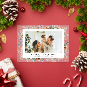 Elegante Follaje Botánico   Tarjeta de Navidad con