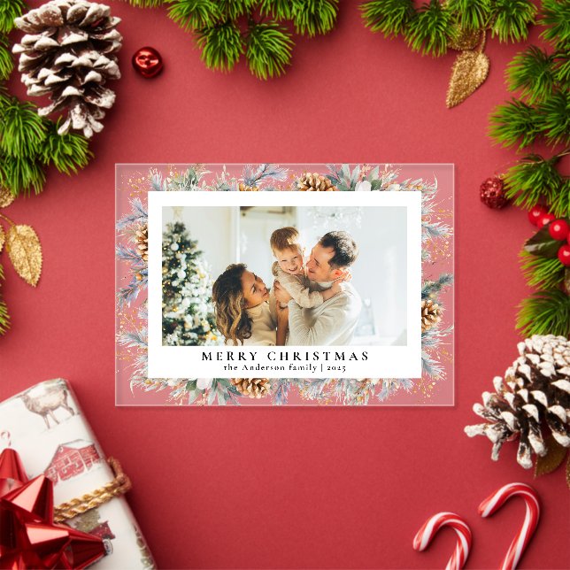 Elegante Follaje Botánico | Tarjeta de Navidad con (Insitu (Vacaciones))