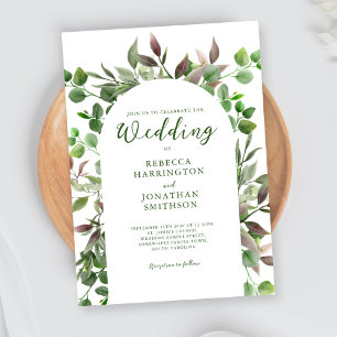 Elegante follaje deja la invitación a la boda
