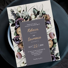 elegante follaje gris invitación a la boda floral