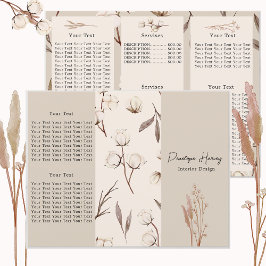 Elegante folleto botánico de algodón rosado triple