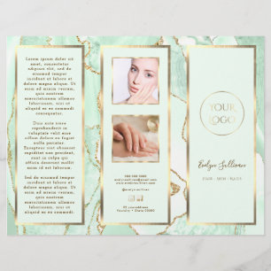 Elegante Folleto de Aceite Verde y Oro de Mar