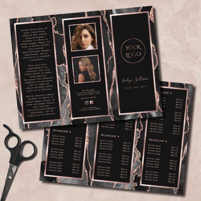 Elegante Folleto de Agate de Oro Rosa Negro (Subido por el creador)