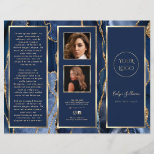 Elegante folleto de la agata de oro azul