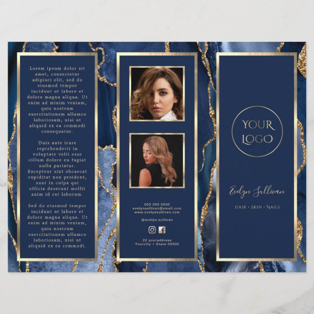 Elegante folleto de la agata de oro azul (Anverso)