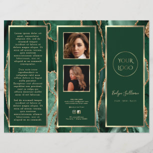 Elegante folleto de la esmeralda verde del oro