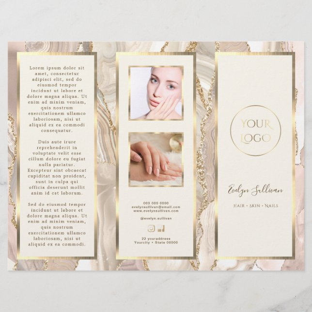 Elegante folleto de marfil Gold Agate Brochure (Anverso)