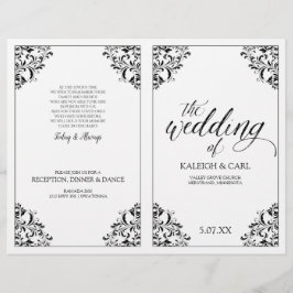 Elegante Folleto de Programa de Boda - Nadine (Neg