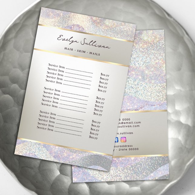 Elegante folleto purpurina de la lista de precios  (Subido por el creador)