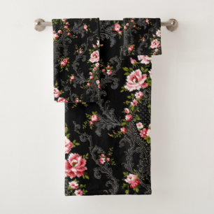 Elegante fondo Rococo floral-negro francés