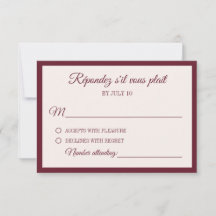 Elegante Formal Bodas RSVP con Rayas de Burdeos