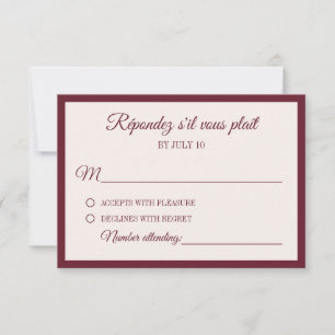 Elegante Formal Bodas RSVP con Rayas de Burdeos