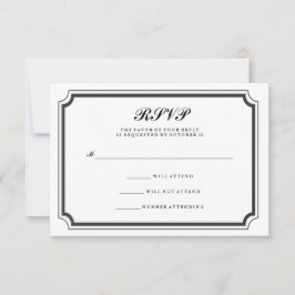 Elegante Formal Negro y Blanco RSVP