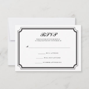 Elegante Formal Negro y Blanco RSVP
